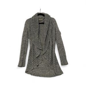 Debbie Morgan Open Front Crochet Style Shawl Cardigan Gray Women's Size Medium
